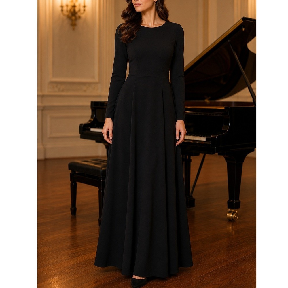 Cousins Concert Attire Black Maxi Dress Womens 4 Formal Choir Long Sleeve